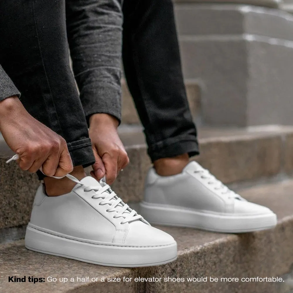 7 CM/2.76 Inches CMR CHAMARIPA  Handcrafted Custom Elevator Sneakers - Casual Men's White Sneakers