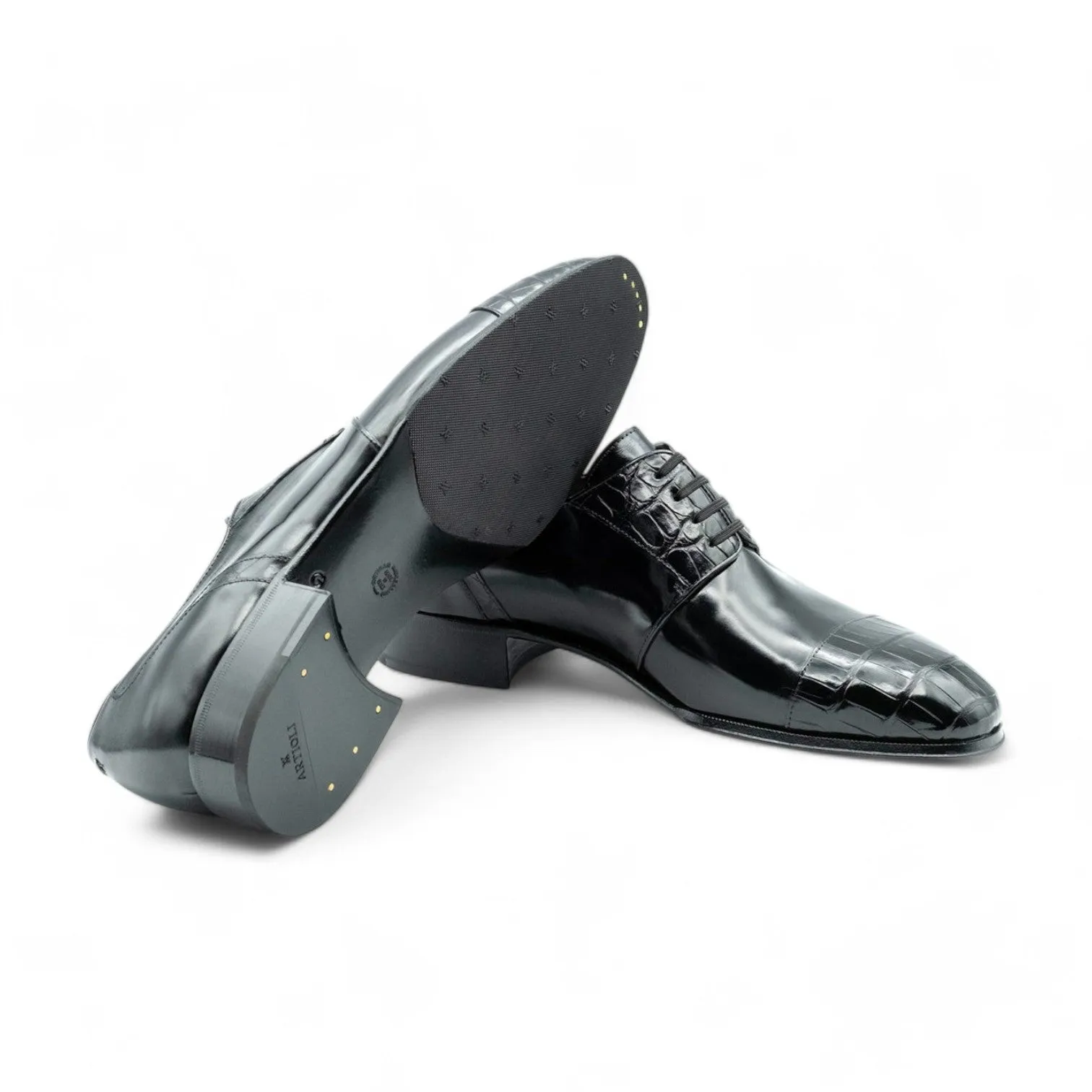 Artioli Tommaso Men's Shoes Exotic Crocodile / Calf-Skin Leather Derby Oxfords (ART1046)