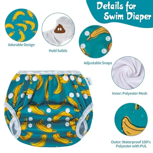 babygoal Baby Boy Swimsuit 2-Piece for 0-12 Months Infants, Bathing Suit Swim Diaper with Top Short Sleeves for Swim Lessons and Beach-Dinosaur Design