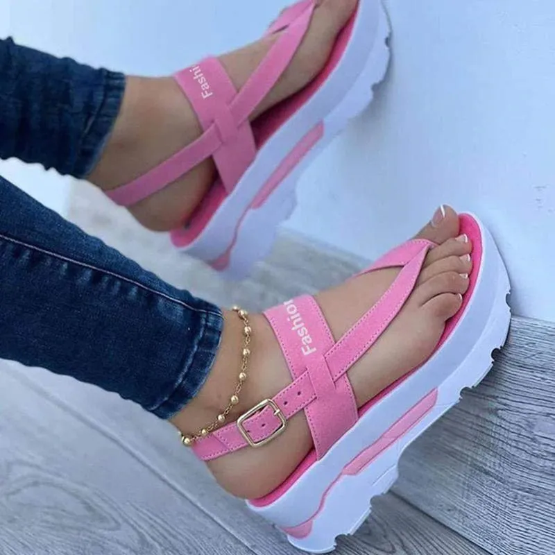 Back to school outfit Sonicelife  Women Sandals New Platform Sandals For Summer Wedges Shoes Women Platform Heels Sandalias Mujer Luxury Summer Flip Flops