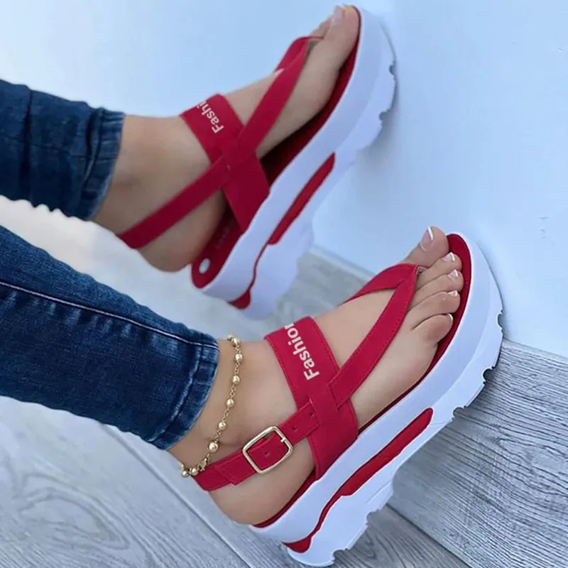 Back to school outfit Sonicelife  Women Sandals New Platform Sandals For Summer Wedges Shoes Women Platform Heels Sandalias Mujer Luxury Summer Flip Flops