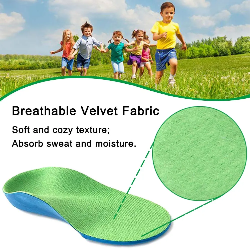 Bacophy Kids Orthotic Arch Support Shoe Insoles, Children Pu Cushioning Inserts, Shock Absorption Velvet Surfaces Deep Heel Cup Inner Sole for Flat Feet, Plantar Fasciitis, Feet Heel Pain Relief (XXL) 4-6 M Big Kid