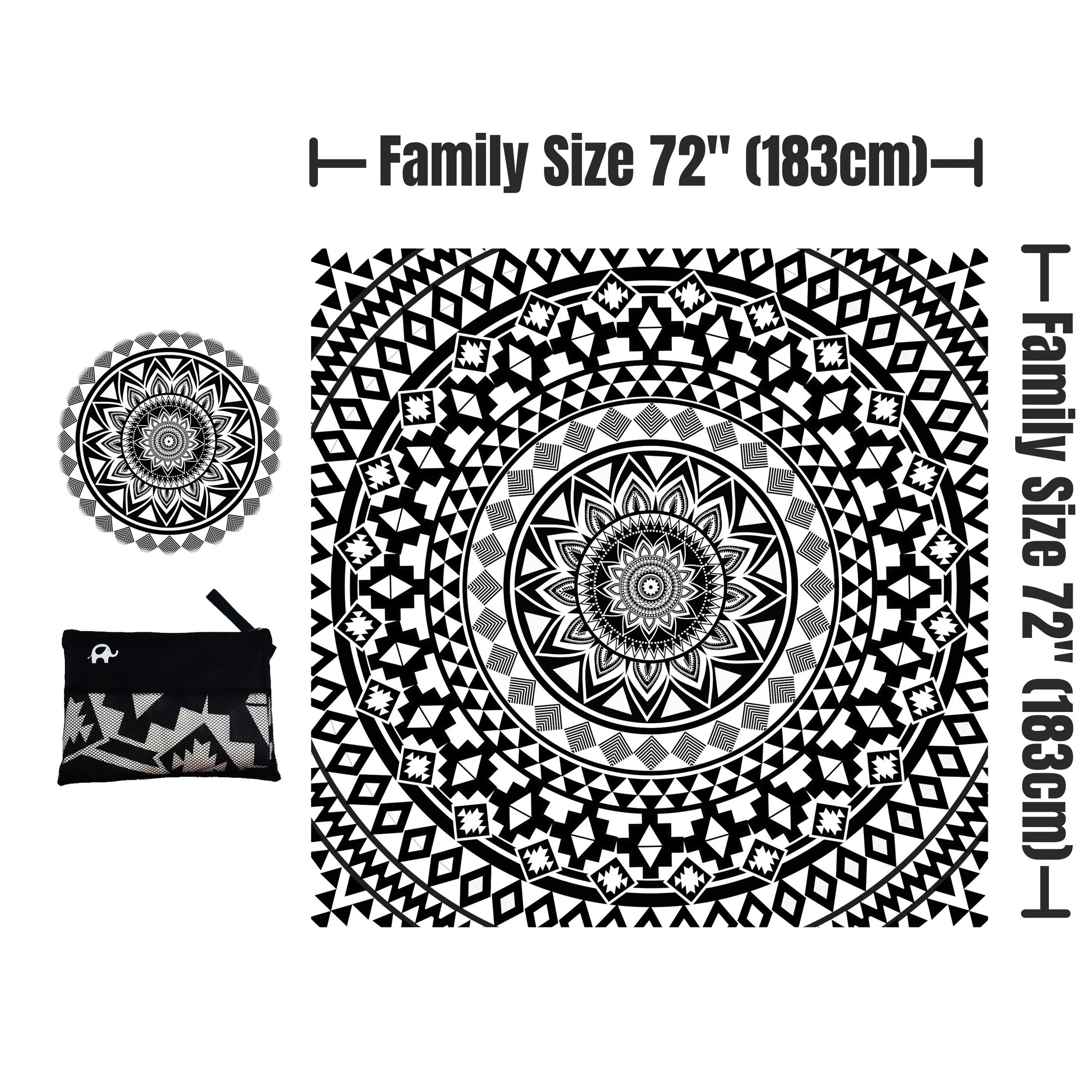 Beach Towel - Black Beauty (72x72 inches)