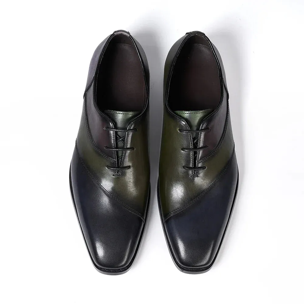 binfenxie  -  Italian Style Men's Oxfords Genuine Leather Male Wedding Party Dress Shoes for Men Lace-Up Office Suit Formal Shoes Mixed Colors