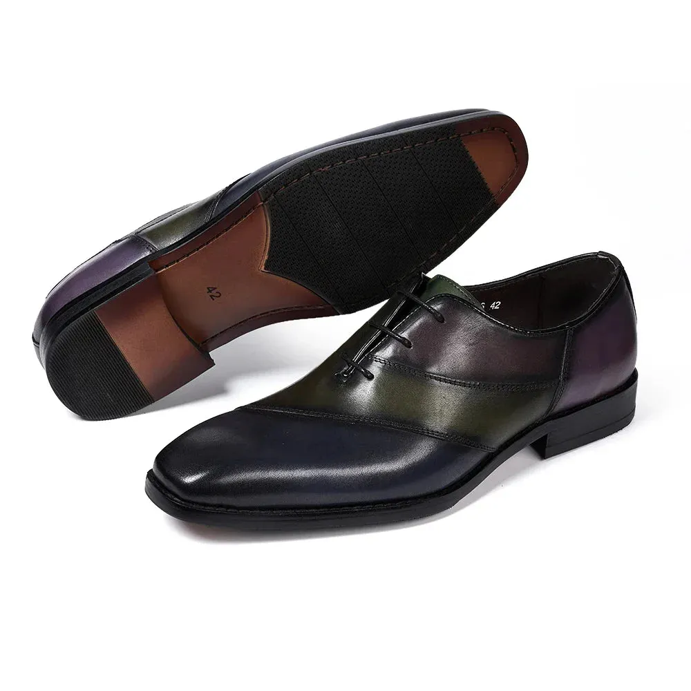 binfenxie  -  Italian Style Men's Oxfords Genuine Leather Male Wedding Party Dress Shoes for Men Lace-Up Office Suit Formal Shoes Mixed Colors