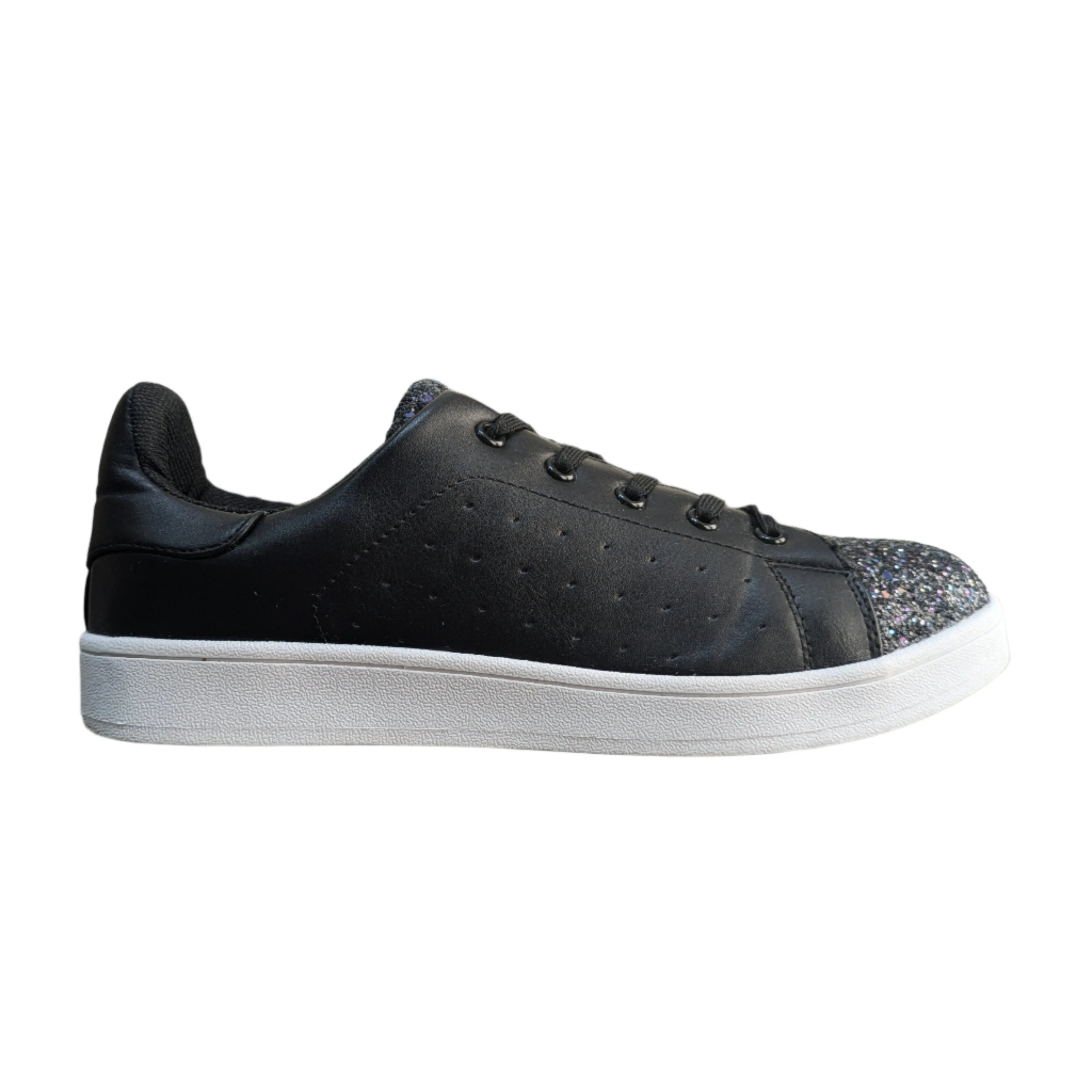 Black Glitter Embellished Sneakers by Schuh Size UK 7 / EU 41 / US 10