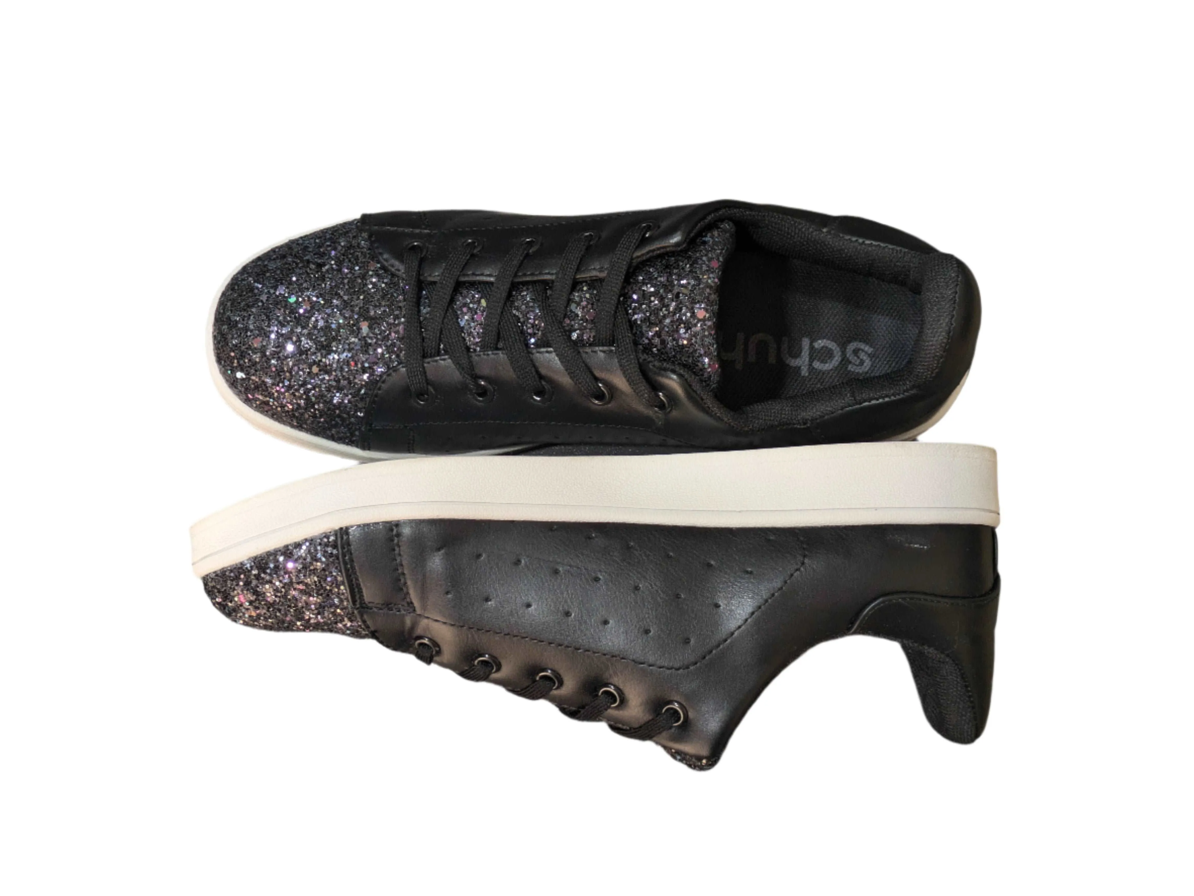 Black Glitter Embellished Sneakers by Schuh Size UK 7 / EU 41 / US 10