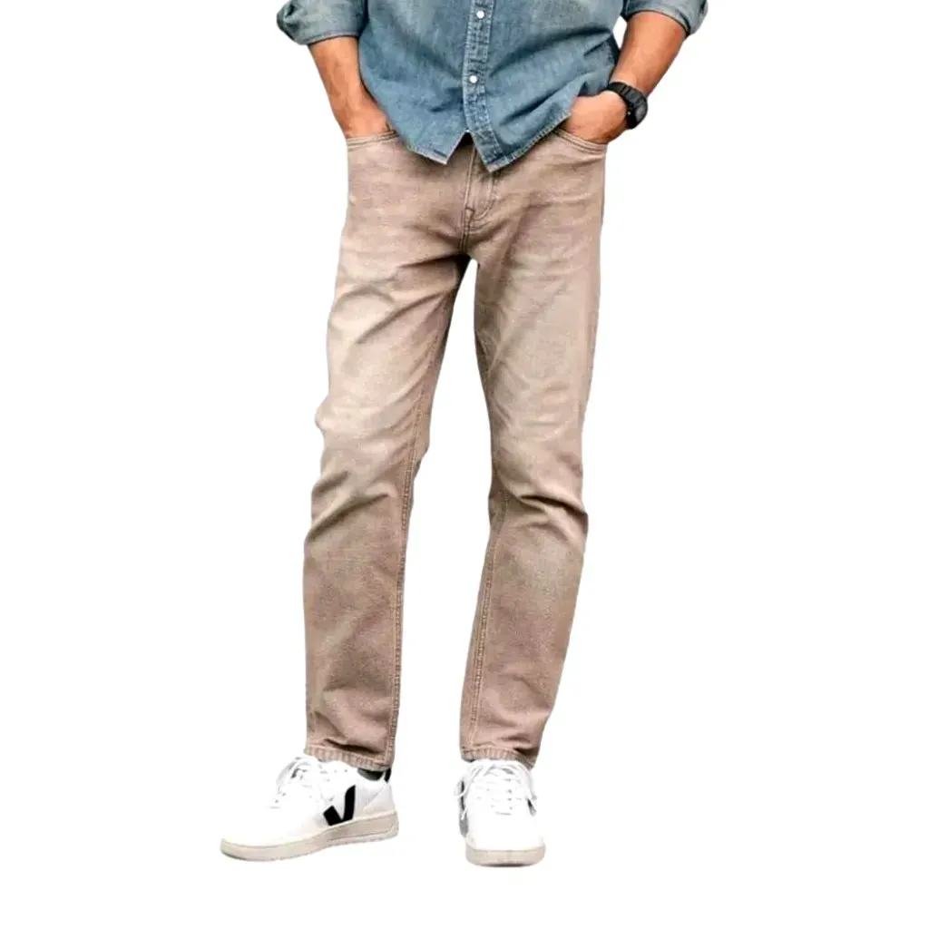 Casual smoothed color denim men's jeans