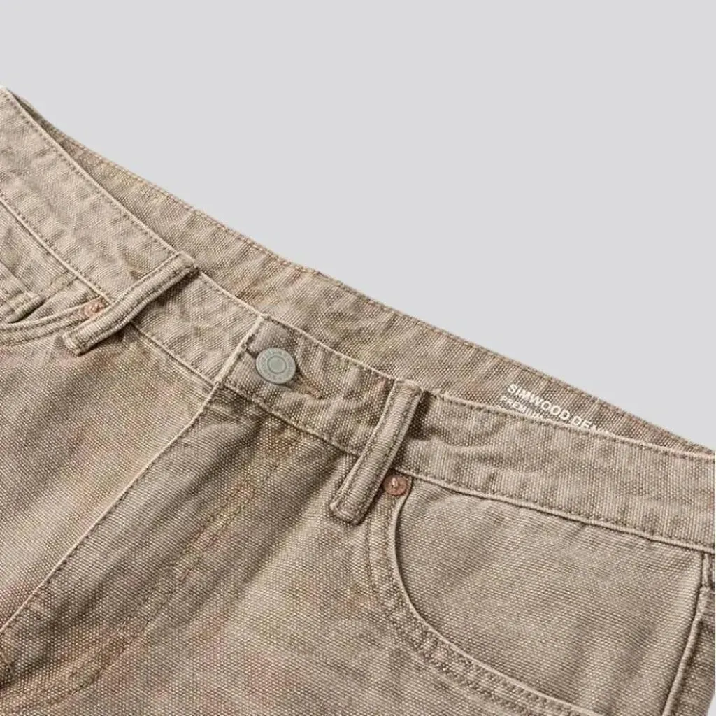 Casual smoothed color denim men's jeans