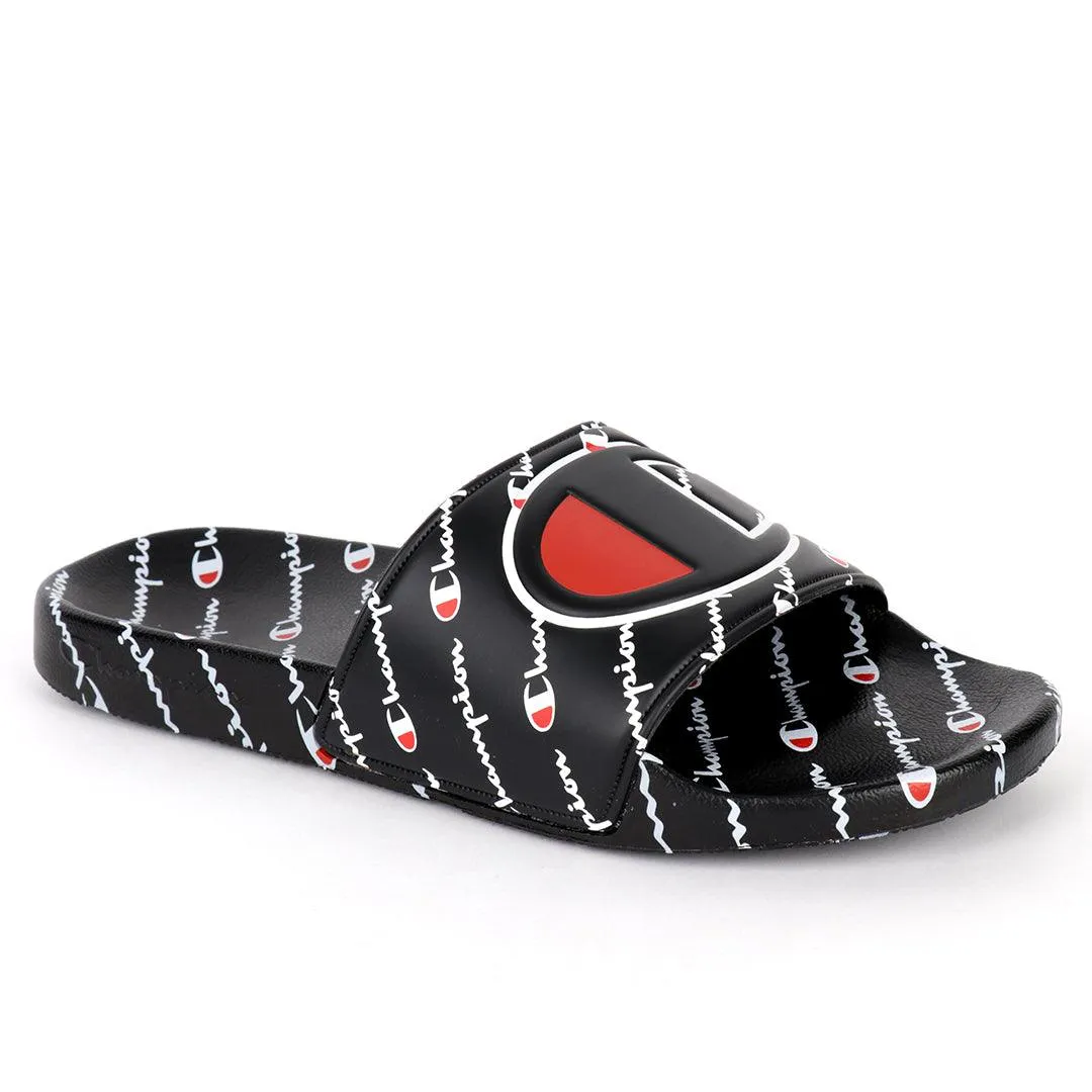 Champ Life Men's Slide Repeating  Logo - Black