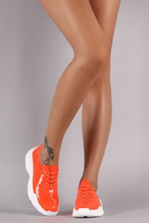 Clear Round Toe Lace-Up Sneaker
