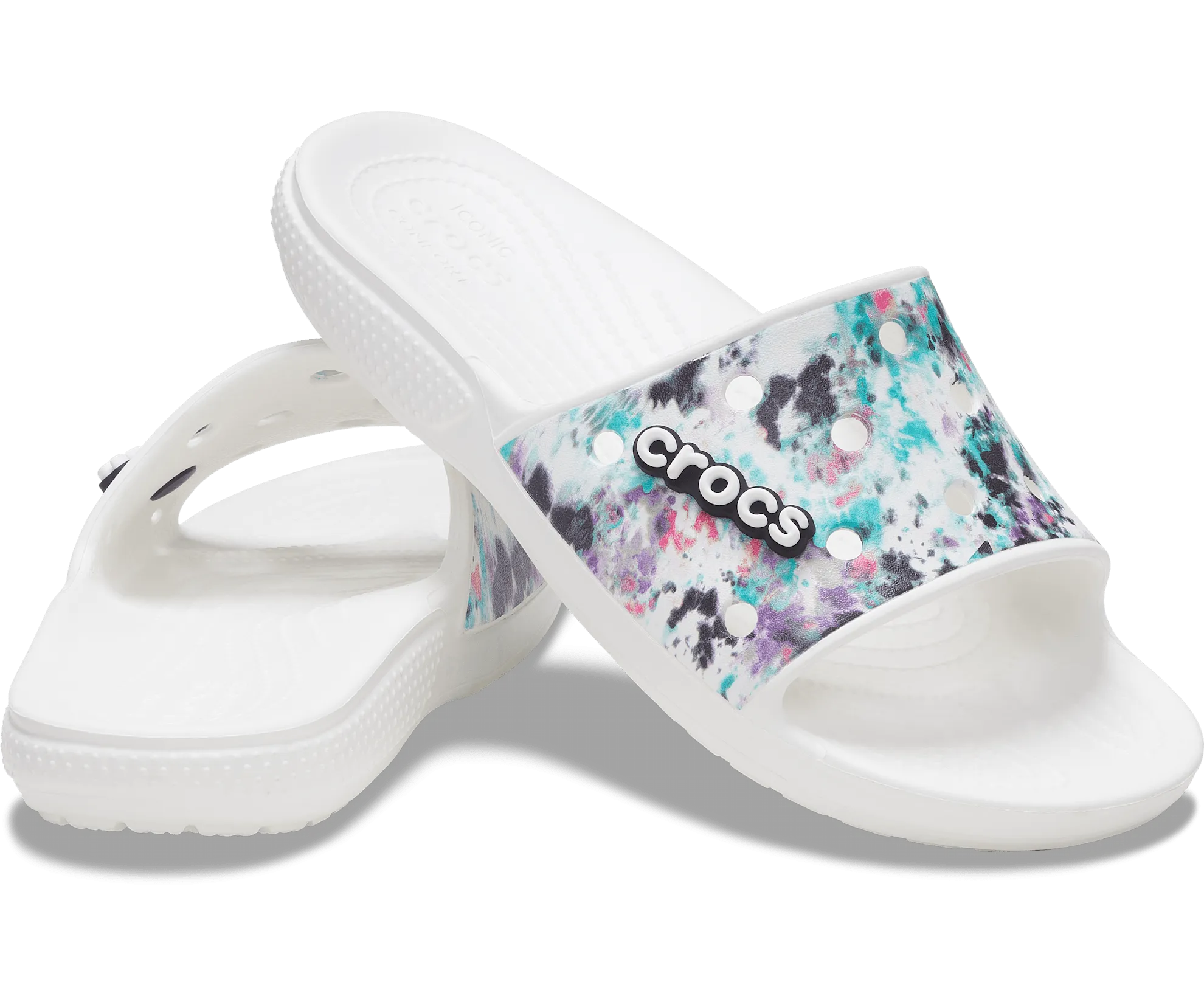 Crocs Unisex Classic Tie Dye Slide - White