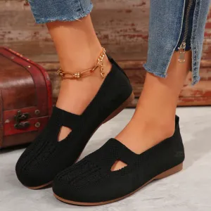 Cuzcare Orthopedic Women Walking Shoes Comfortable Breathable Knit Flats Round Toe Slip on Vintage