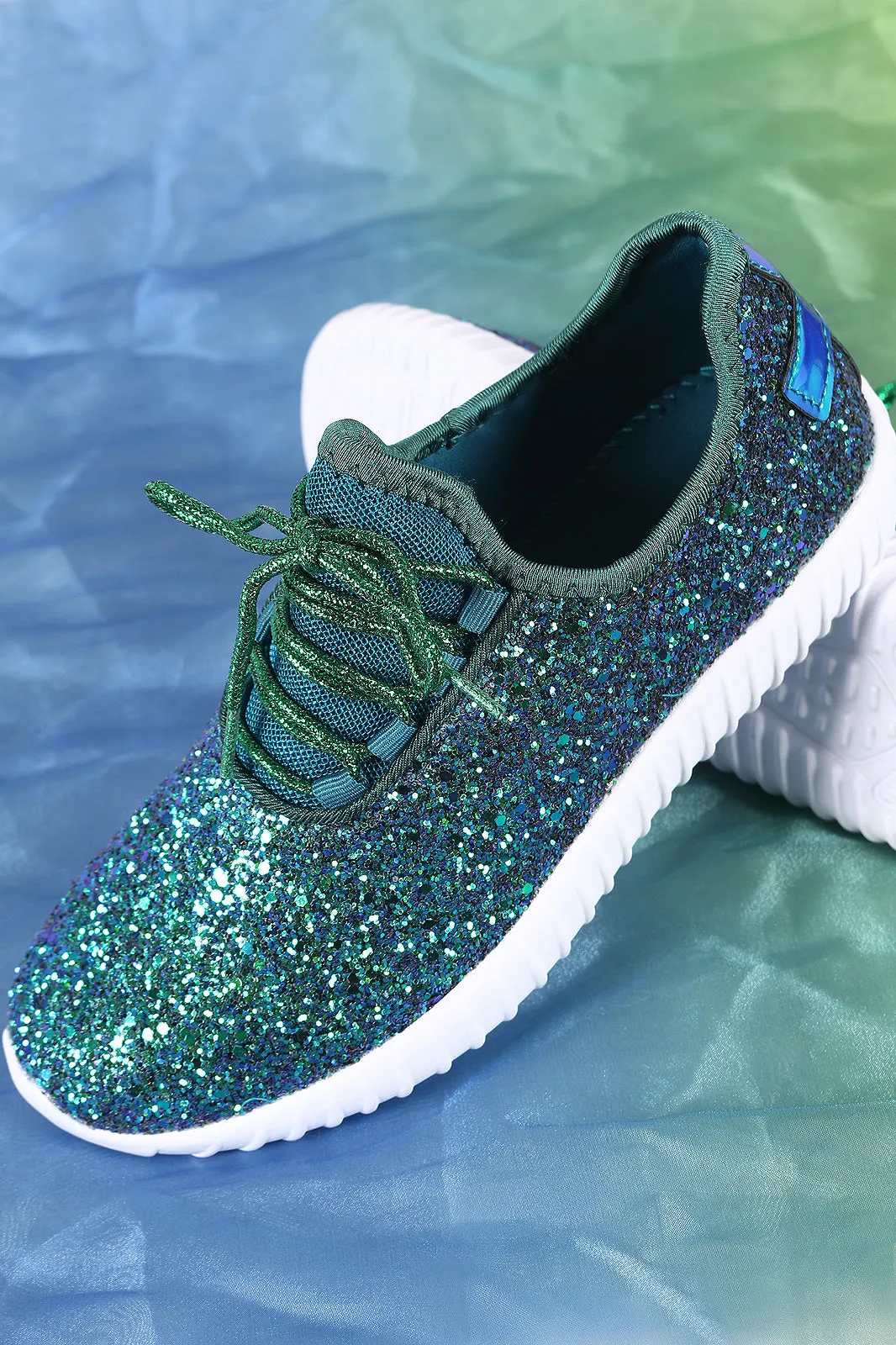 Encrusted Sparkling Glitter Lace Up Rigged Sneaker