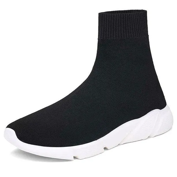 Fantaslook Unisex High Top Sneakers Slip On Knit Walking Shoes For Women Men