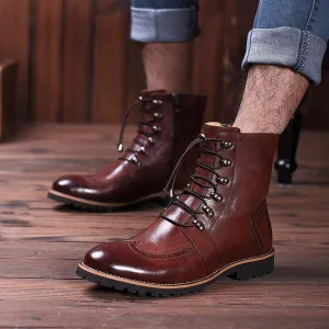 Fashion Bullock Shoes Handmade Warm Genuine Leather Winter Boots