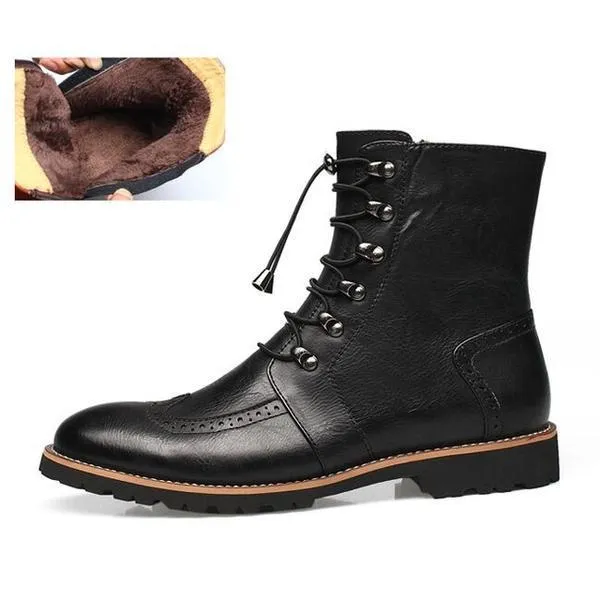Fashion Bullock Shoes Handmade Warm Genuine Leather Winter Boots