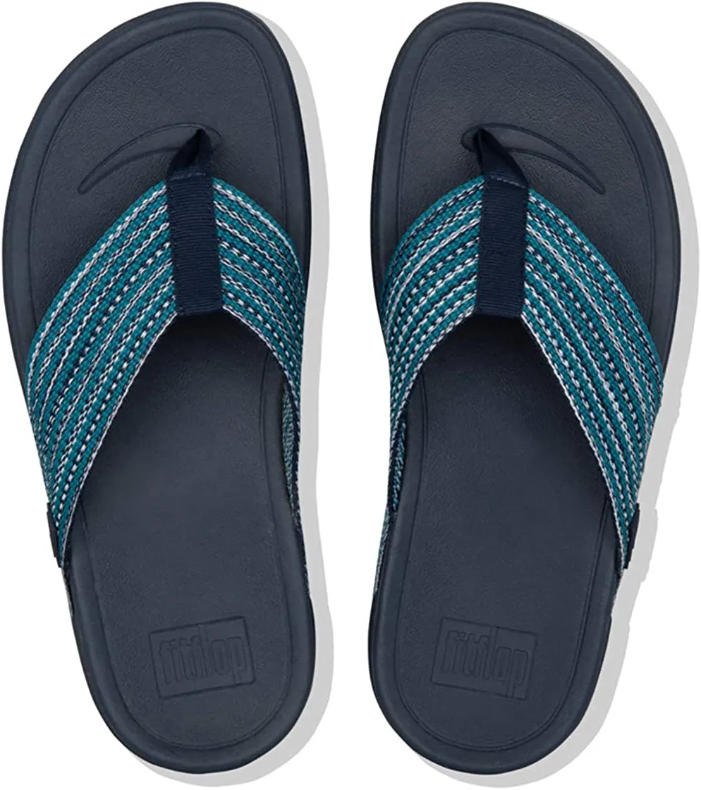 FitFlop Surfa Sandals Sea Blue Open Toe Slip On Flat Thong Flip Flop Sandals