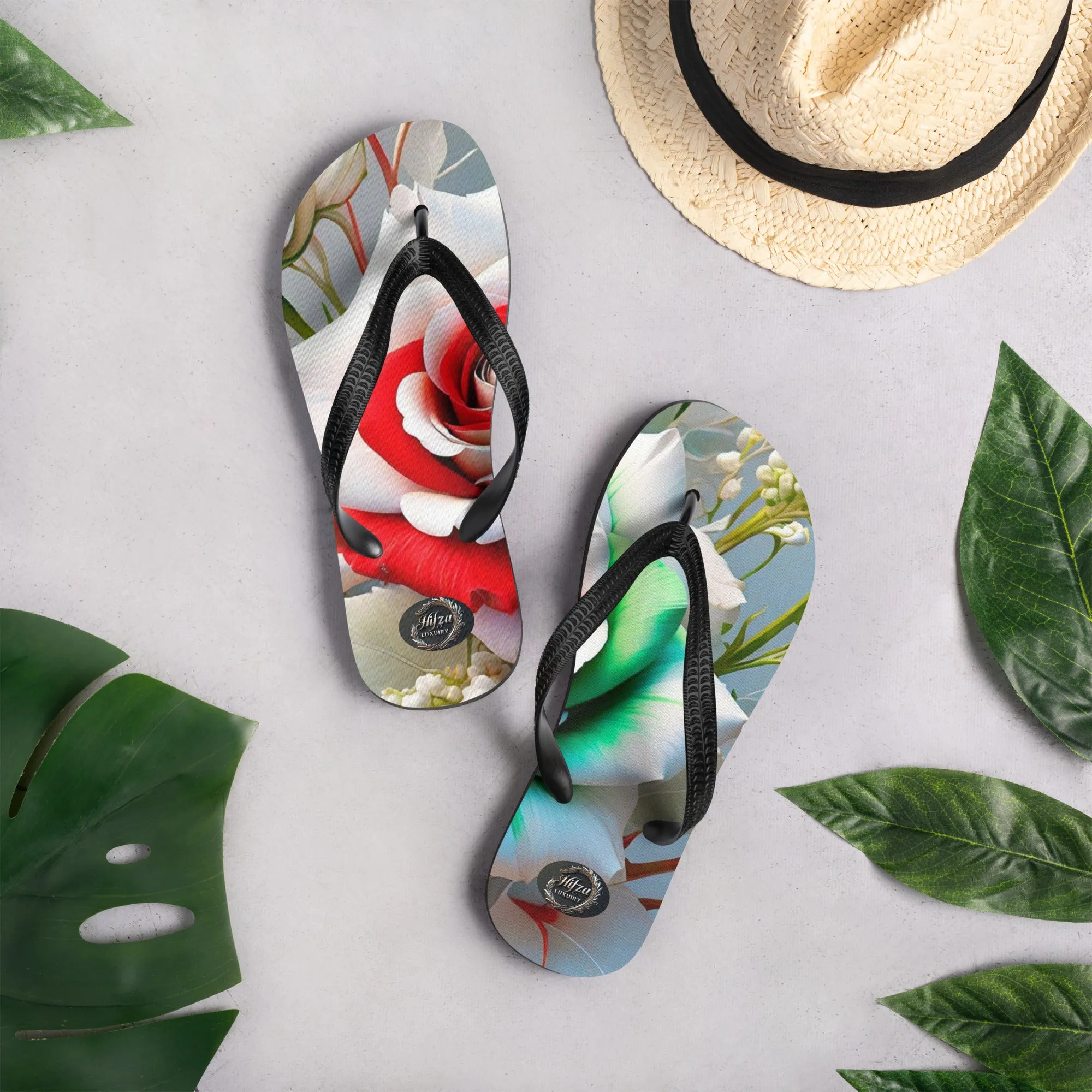 Floral design on Platform flip-flops