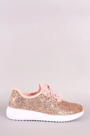 Glitter Ridge Sole Lace Up Sneakers