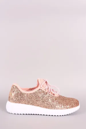 Glitter Ridge Sole Lace Up Sneakers