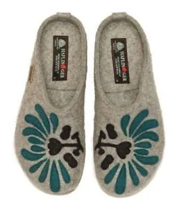 Haflinger Women's Blooming Slippers- Silver Grey