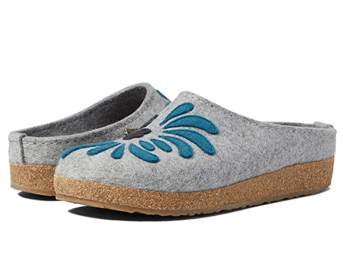 Haflinger Women's Blooming Slippers- Silver Grey