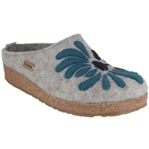 Haflinger Women's Blooming Slippers- Silver Grey