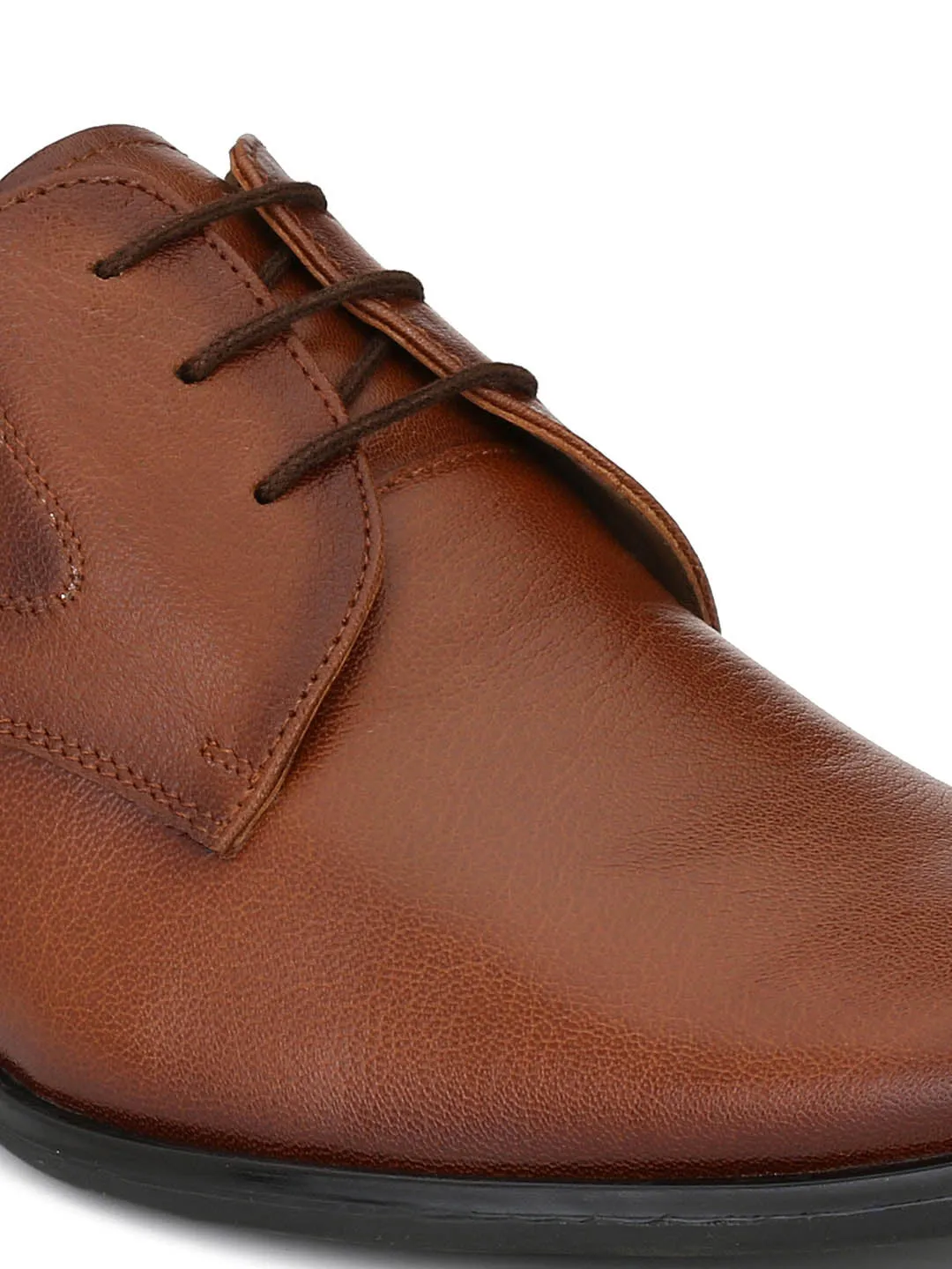 Hitz Men's Tan Leather Lace-up Formal Shoes