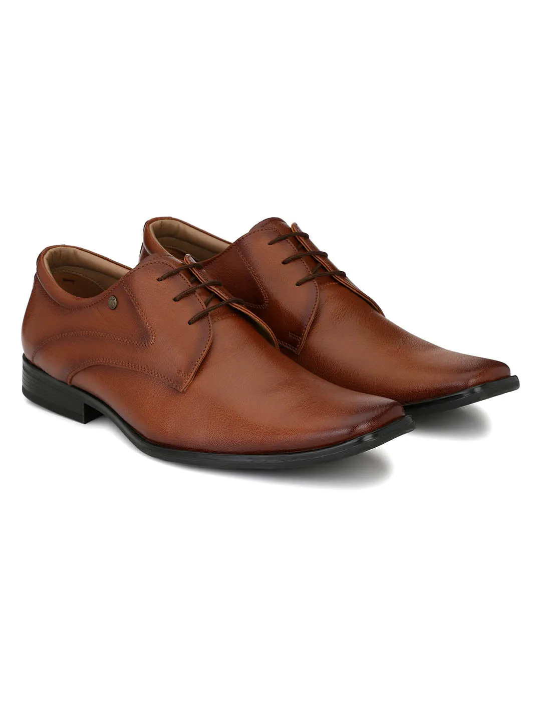 Hitz Men's Tan Leather Lace-up Formal Shoes