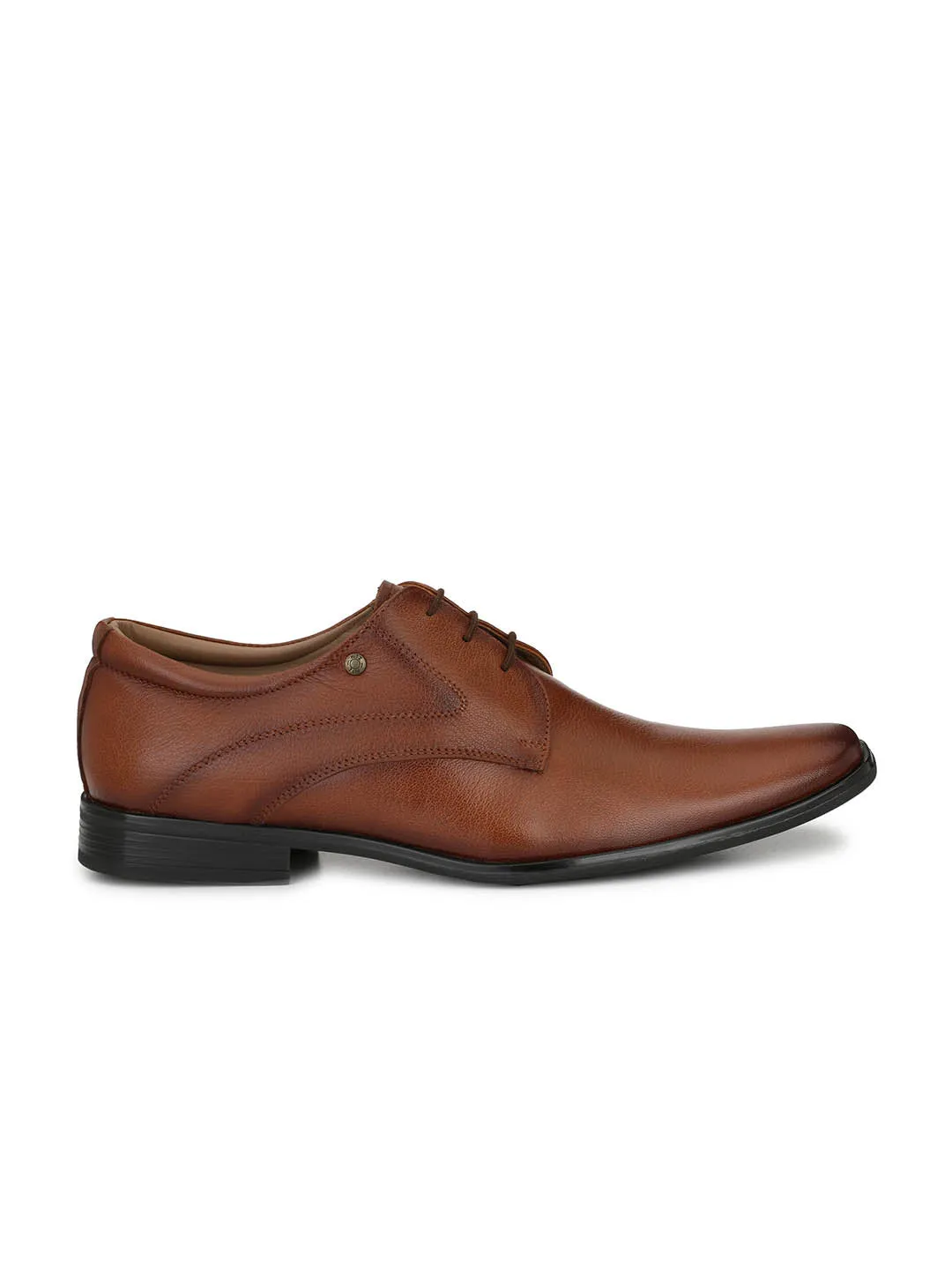 Hitz Men's Tan Leather Lace-up Formal Shoes