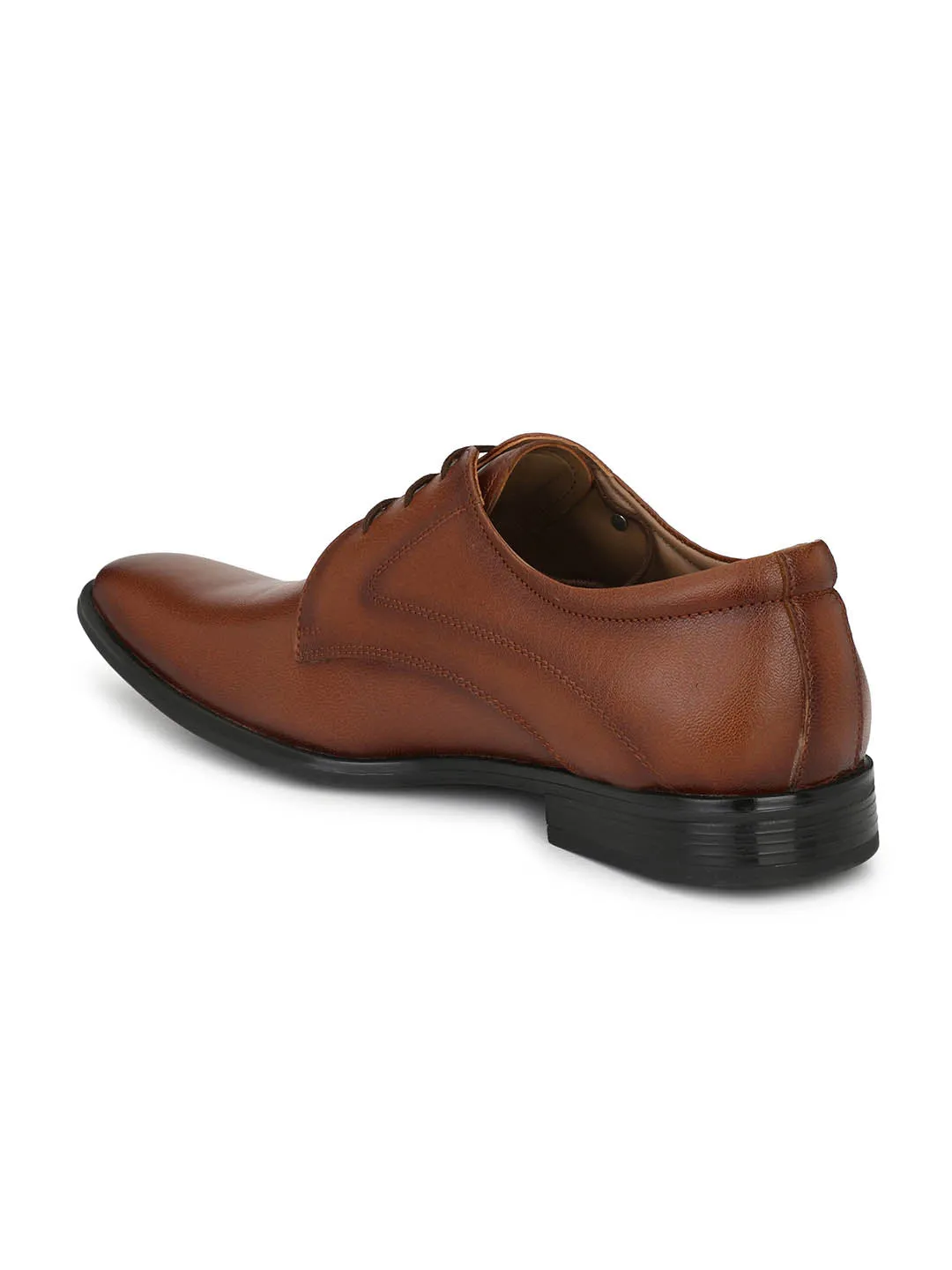 Hitz Men's Tan Leather Lace-up Formal Shoes