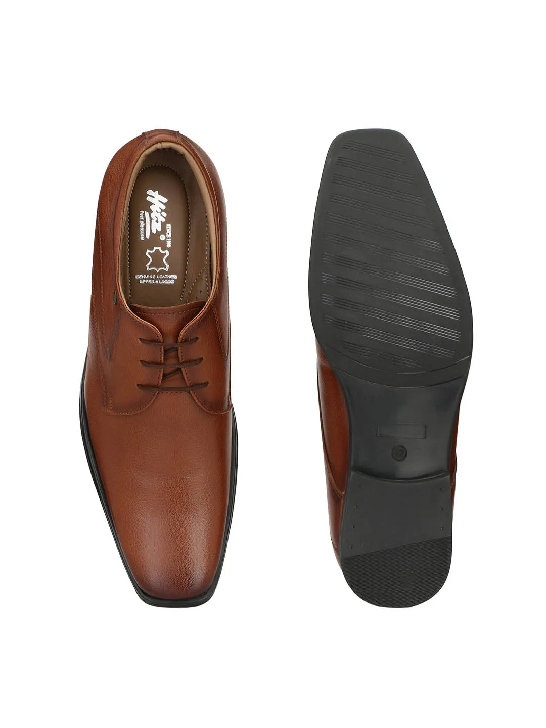 Hitz Men's Tan Leather Lace-up Formal Shoes