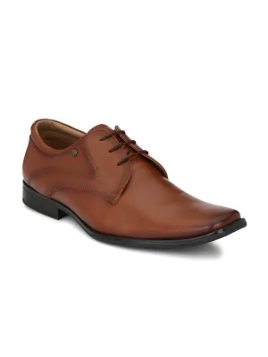 Hitz Men's Tan Leather Lace-up Formal Shoes