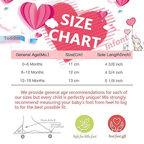Infant Baby Girl's Handmade Soft PU Leather Non-Slip Princess Flats First Walkers, Pink w/Red Heart