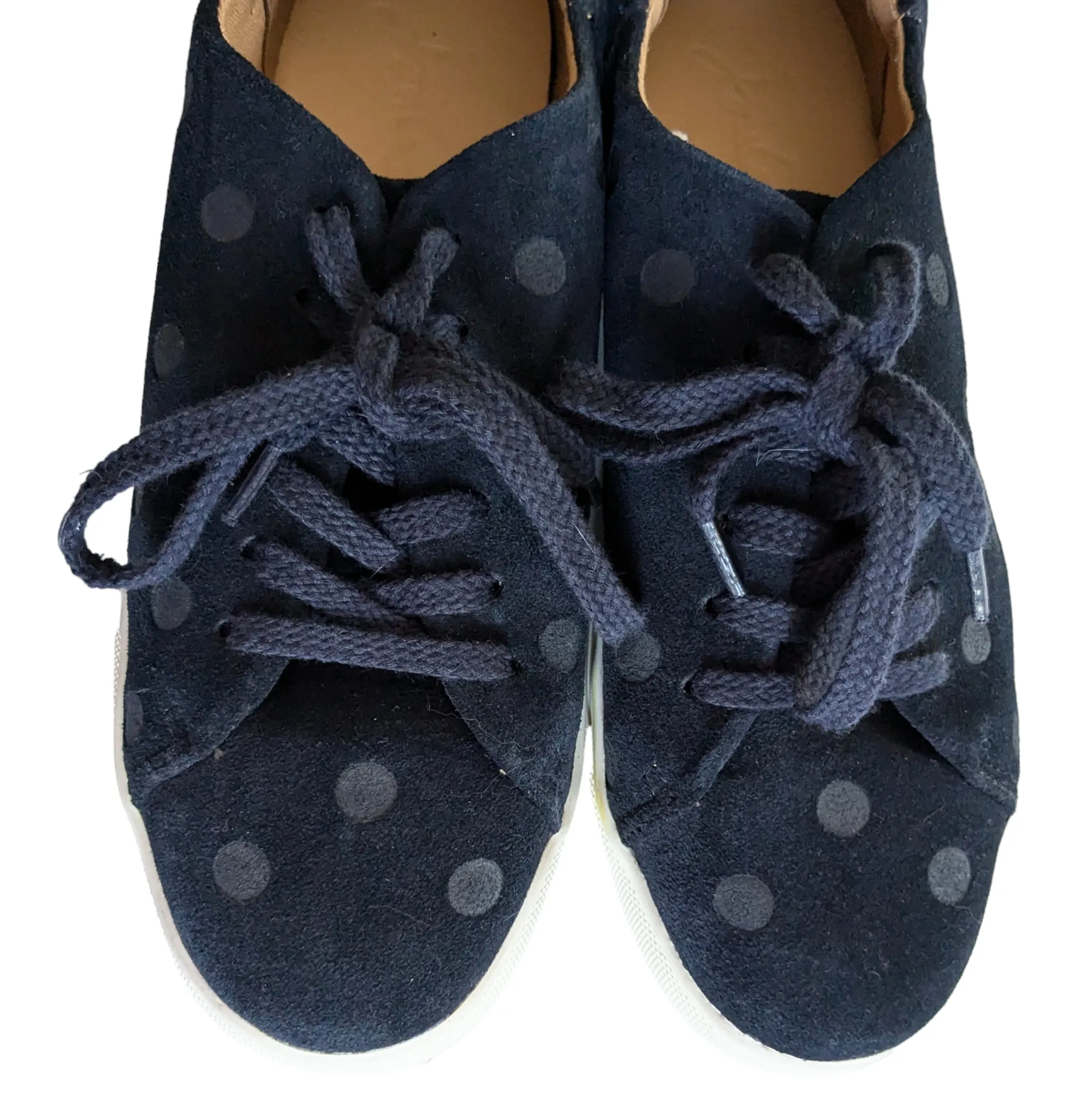 Joules Polka Dot Suede Sneakers Size 6