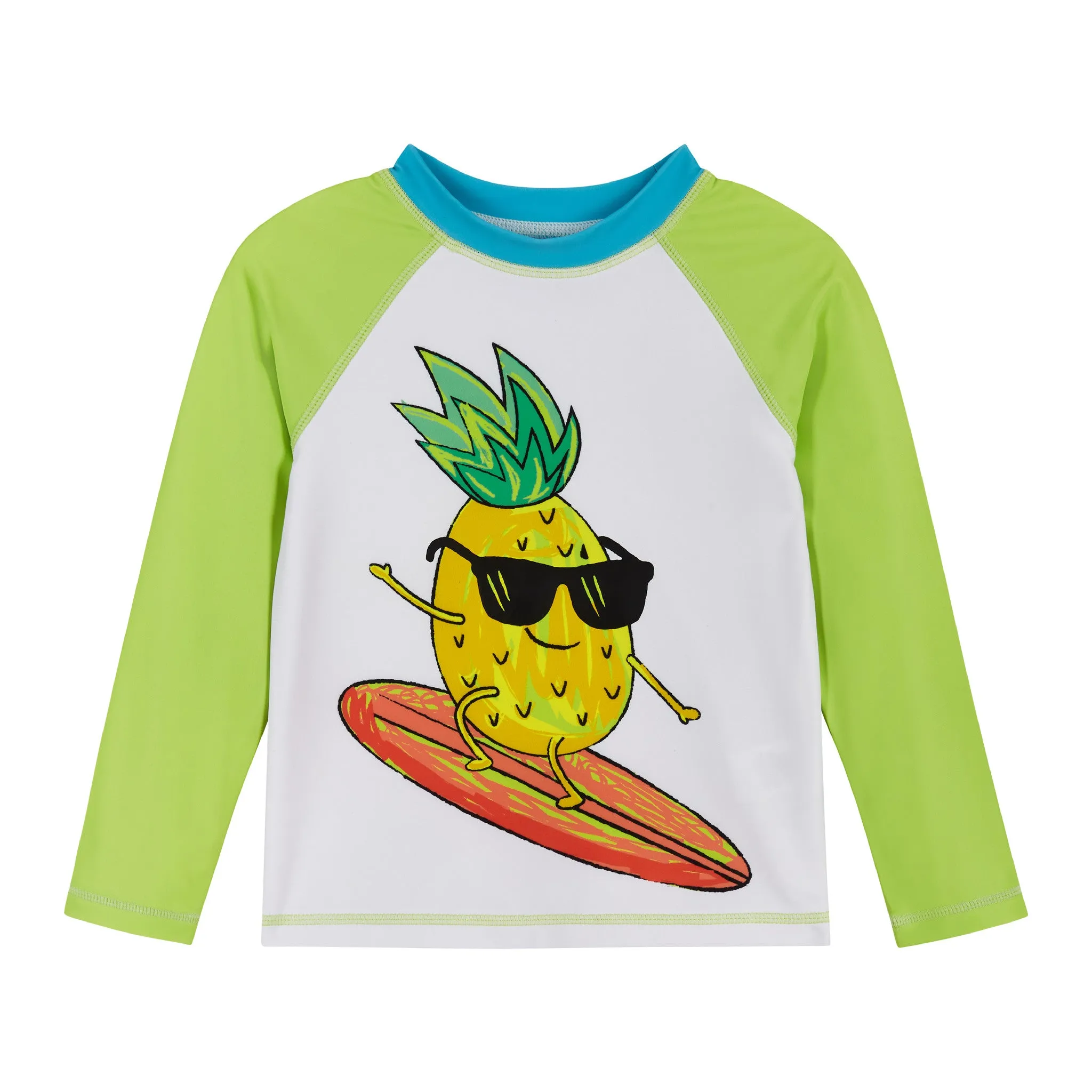 Kids Raglan Rashguard and Boardshort Set | Surfing Pineapple Graphic