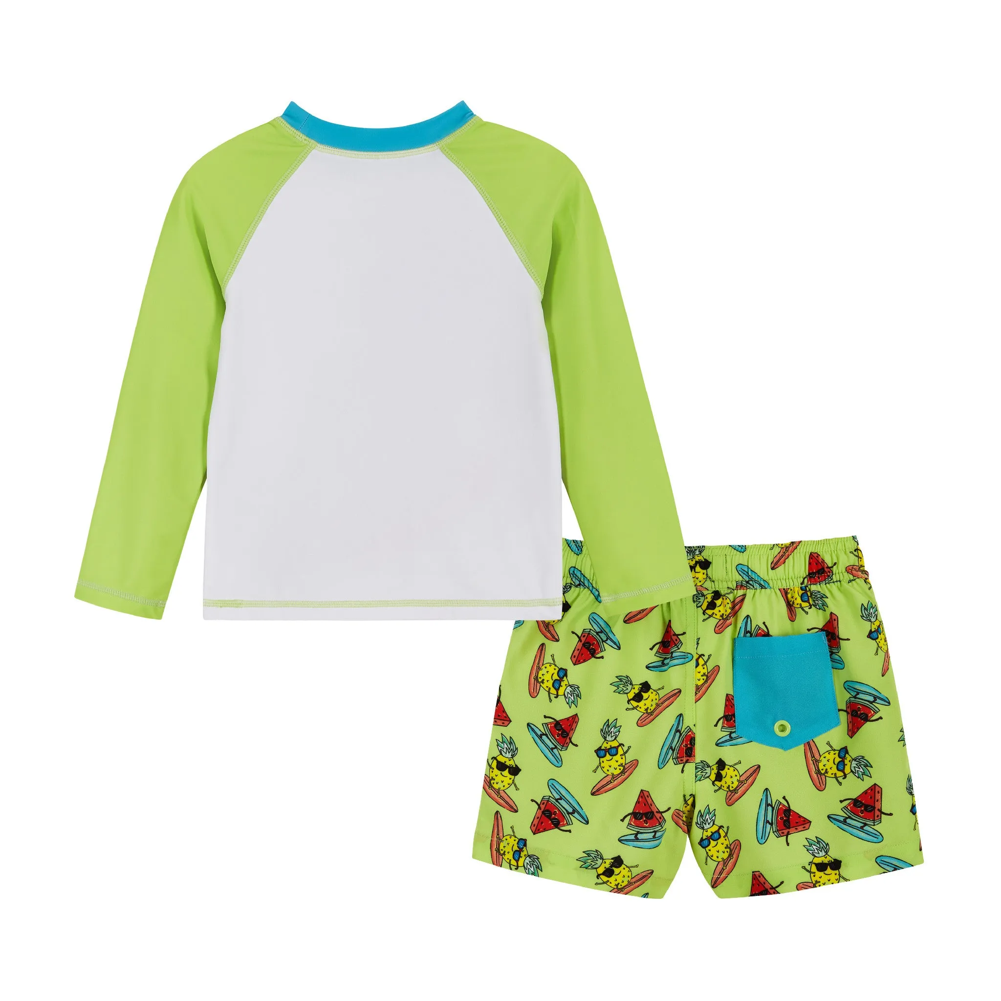Kids Raglan Rashguard and Boardshort Set | Surfing Pineapple Graphic