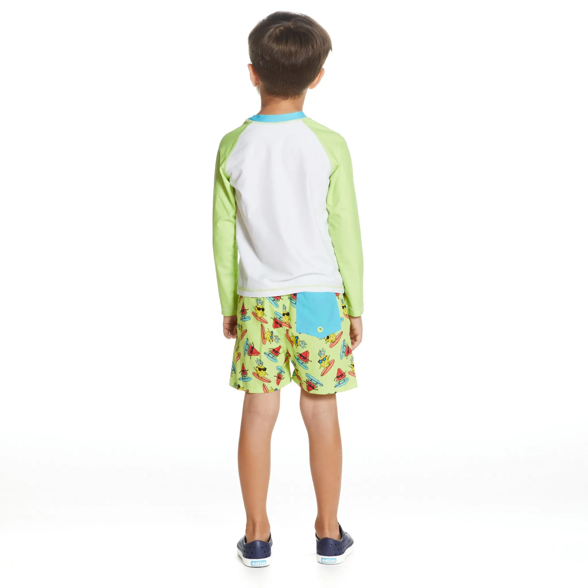 Kids Raglan Rashguard and Boardshort Set | Surfing Pineapple Graphic