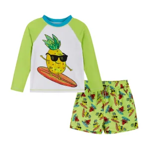 Kids Raglan Rashguard and Boardshort Set | Surfing Pineapple Graphic