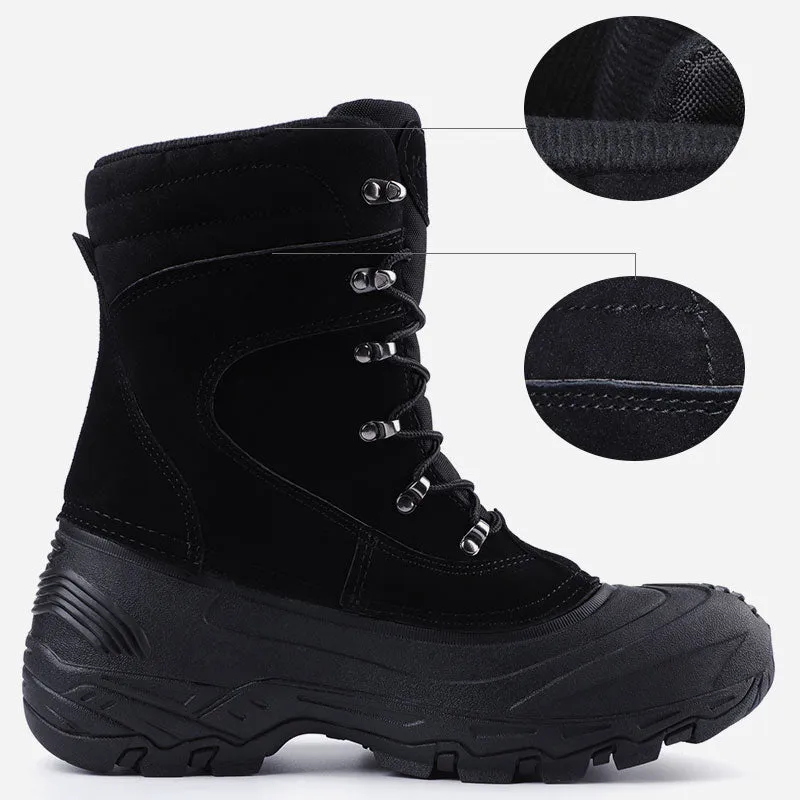 Knixmax Men's Snow Boots Black Waterproof Sole Winter Boots