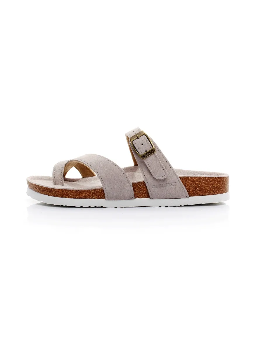 Maibulun | Beige Buckle-Accent Suede Upper Sandals