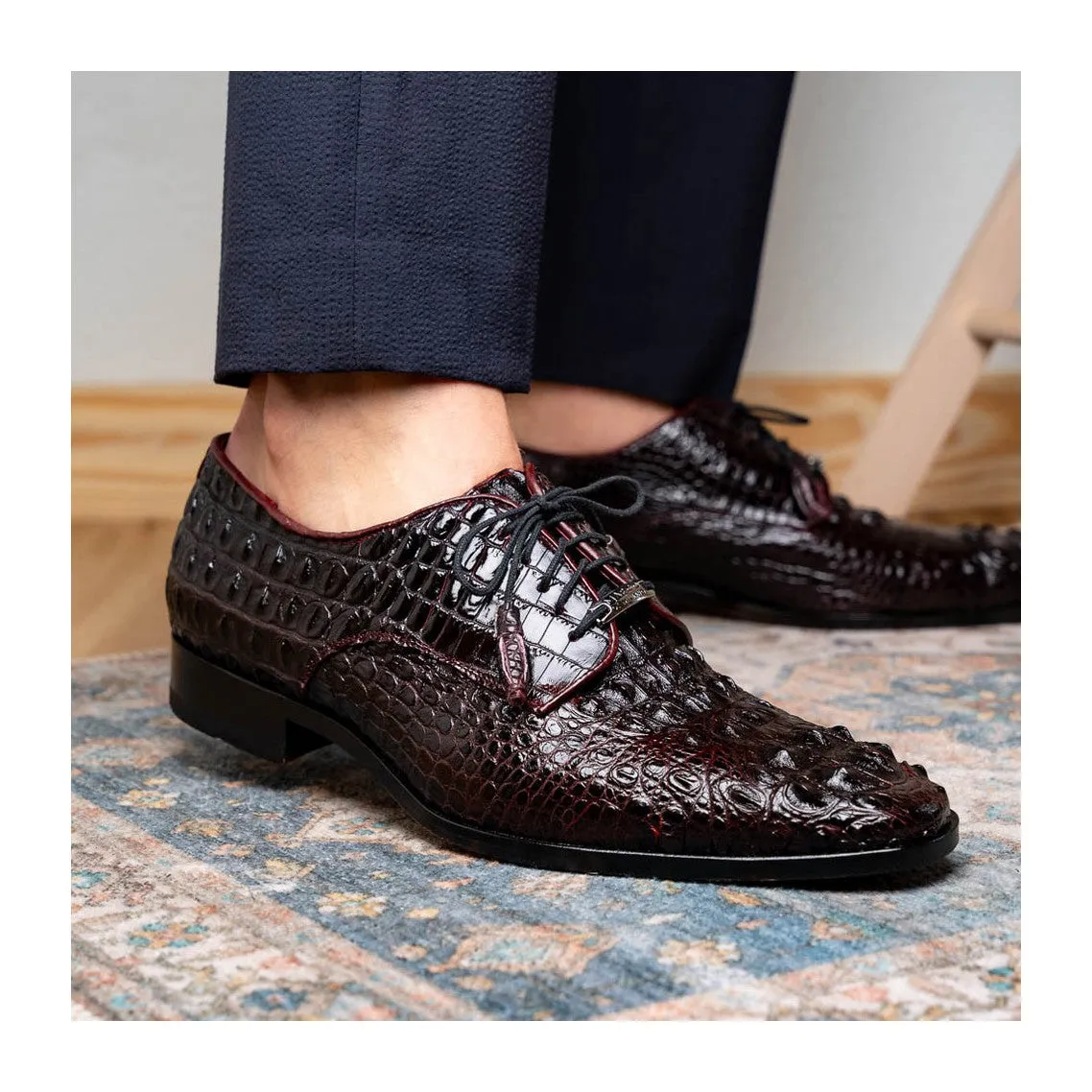 Marco Di Milano Nilo Men's Shoes Exotic Crocodile Derby Oxfords (MDM1186)