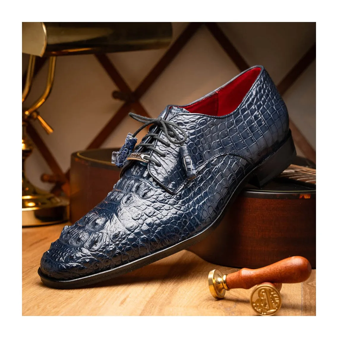 Marco Di Milano Nilo Men's Shoes Exotic Crocodile Derby Oxfords (MDM1186)