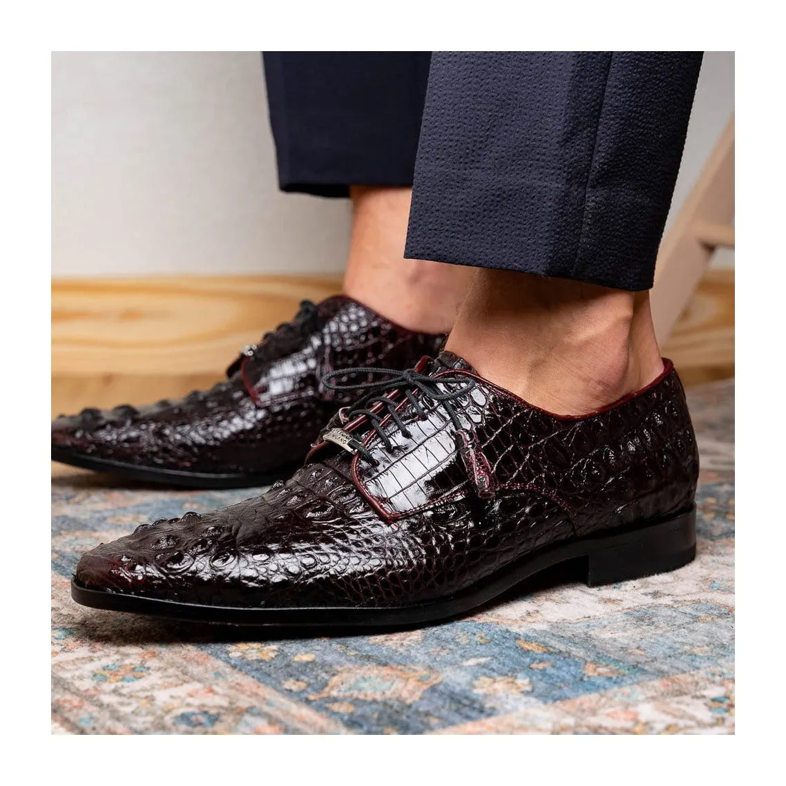 Marco Di Milano Nilo Men's Shoes Exotic Crocodile Derby Oxfords (MDM1186)
