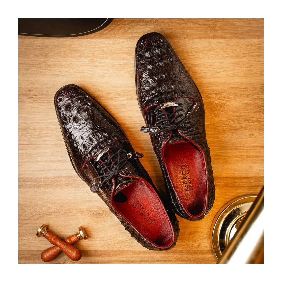 Marco Di Milano Nilo Men's Shoes Exotic Crocodile Derby Oxfords (MDM1186)
