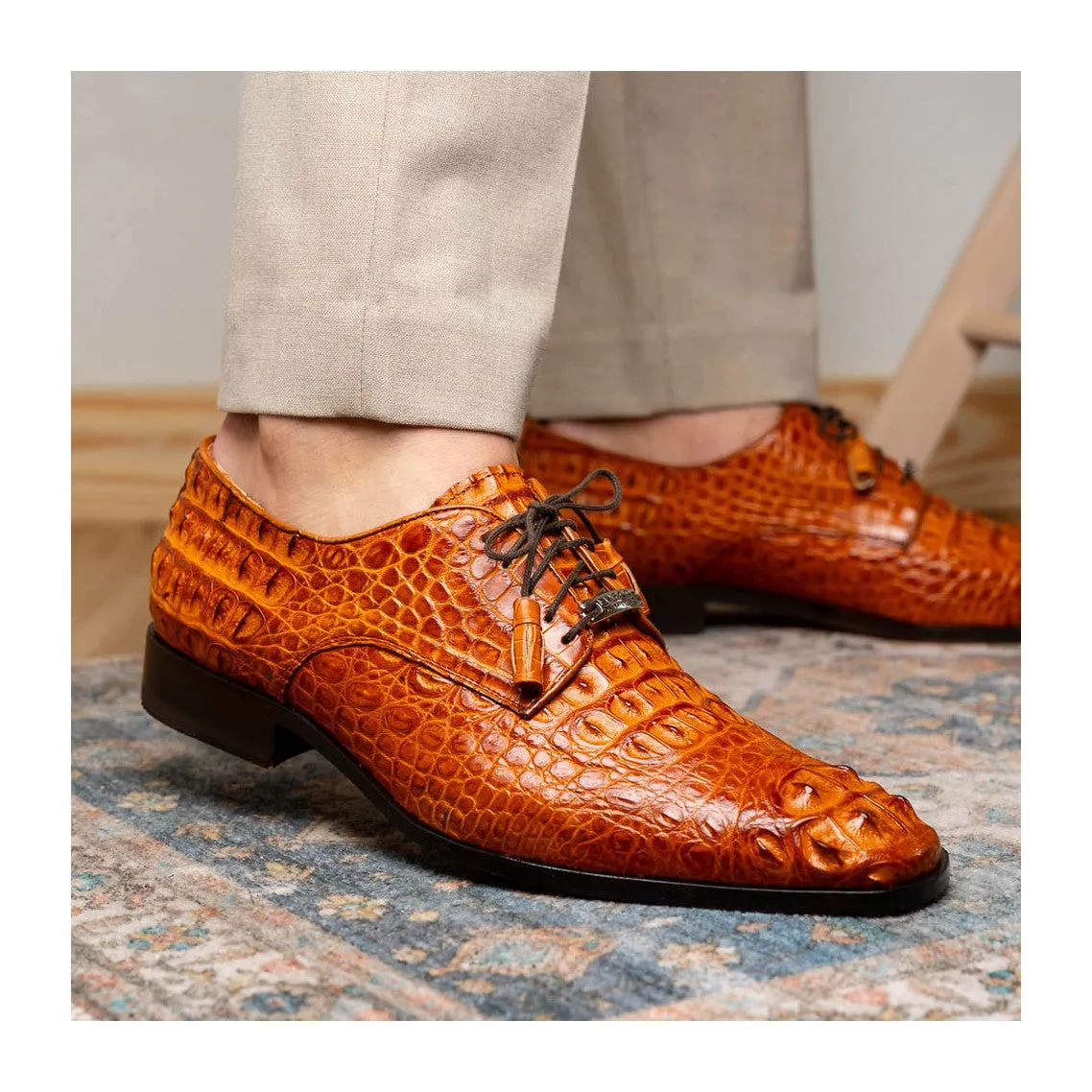 Marco Di Milano Nilo Men's Shoes Exotic Crocodile Derby Oxfords (MDM1186)