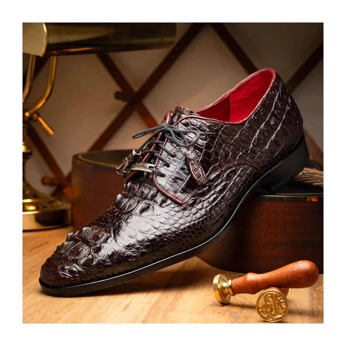 Marco Di Milano Nilo Men's Shoes Exotic Crocodile Derby Oxfords (MDM1186)