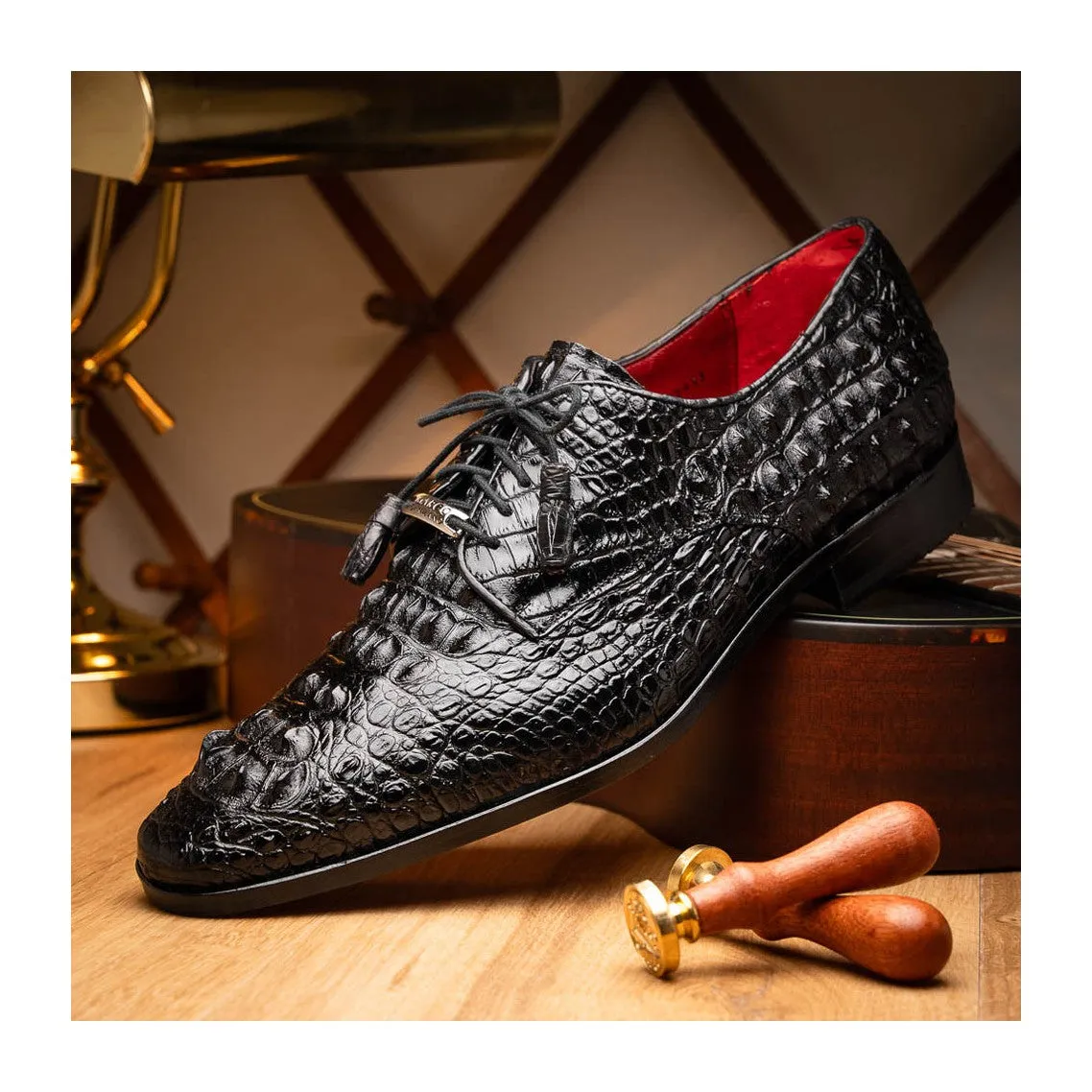 Marco Di Milano Nilo Men's Shoes Exotic Crocodile Derby Oxfords (MDM1186)