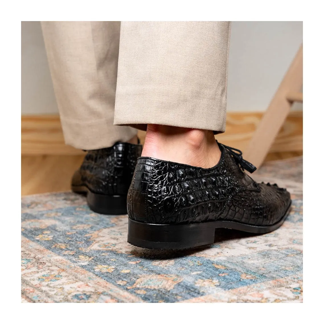 Marco Di Milano Nilo Men's Shoes Exotic Crocodile Derby Oxfords (MDM1186)